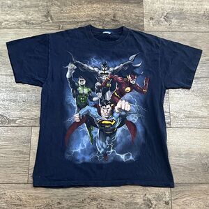 DC Comics Justice League Superman Batman Flash Green Lantern 2012 T-Shirt Medium